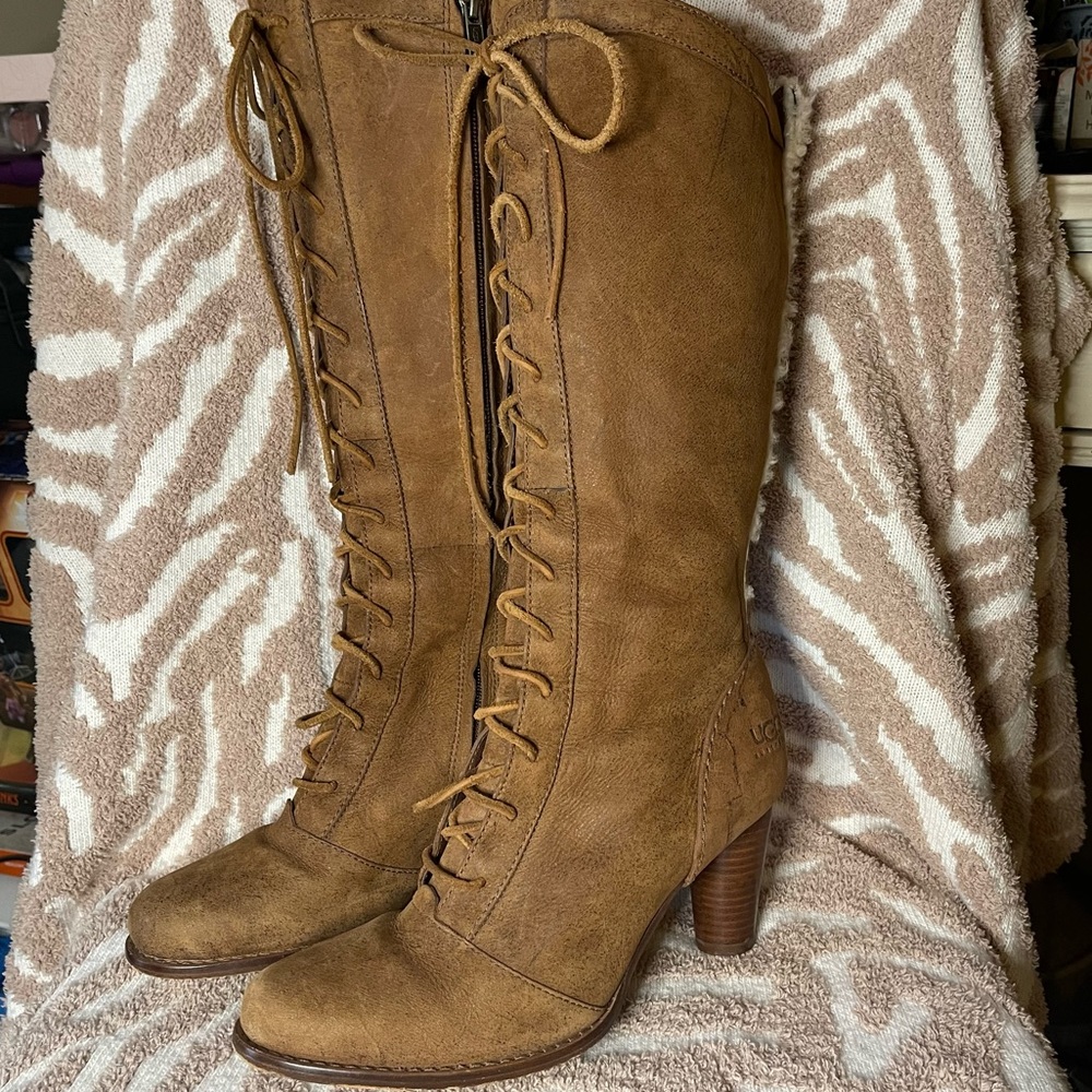 Ugg Camille tall lace up boot shearling size 9